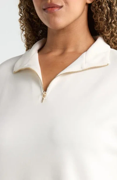 Bernardo Short-sleeve Half-zip Knit Pullover In White