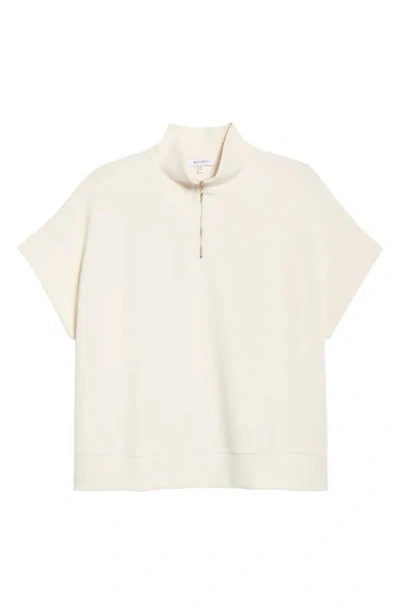 Bernardo Short-sleeve Half-zip Knit Pullover In White
