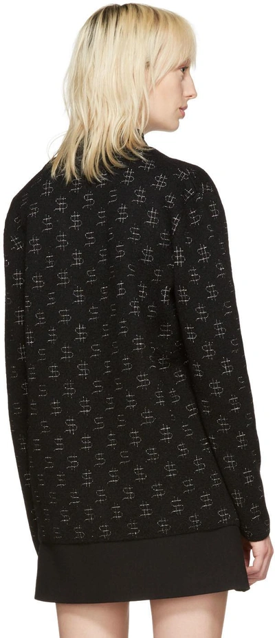 Shop Saint Laurent Black Dollar Sign Oversized Cardigan