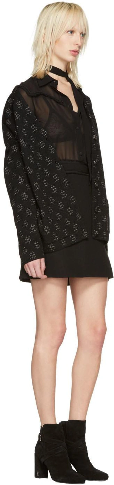 Shop Saint Laurent Black Dollar Sign Oversized Cardigan