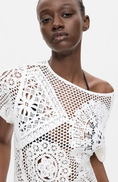 Desigual Openwork Knit Top In White