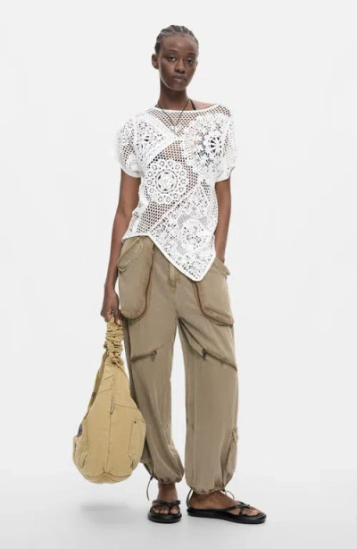 Desigual Openwork Knit Top In White