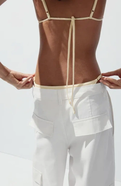 Mango Wide Leg Cargo Jeans In White