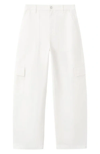 Mango Wide Leg Cargo Jeans In White
