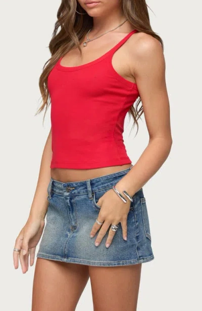 Edikted Basic Babe Stretch Cotton Crop Camisole In Red