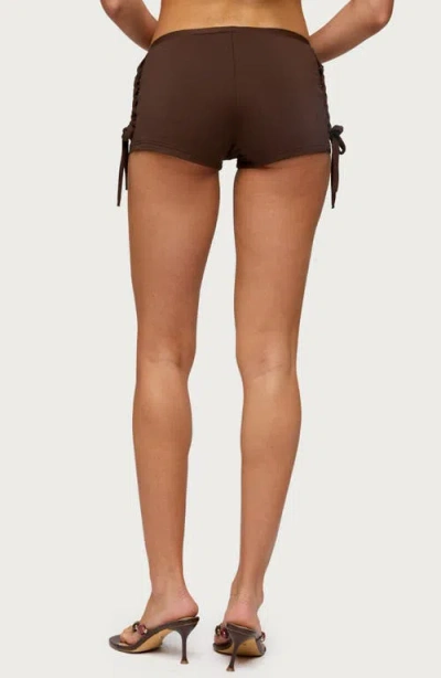 Edikted Jilly Side Cutout Micro Shorts In Brown