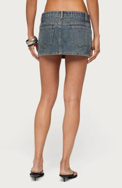 Edikted Ayala Washed Cargo Denim Micro Skort In Blue