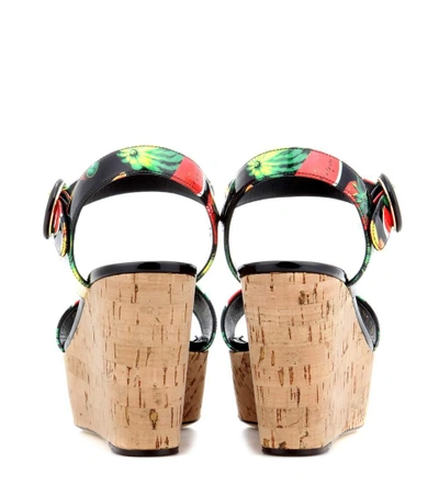 Shop Dolce & Gabbana Cork Wedge Sandals In Multicoloured