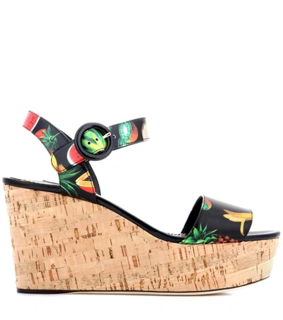 Shop Dolce & Gabbana Cork Wedge Sandals In Multicoloured