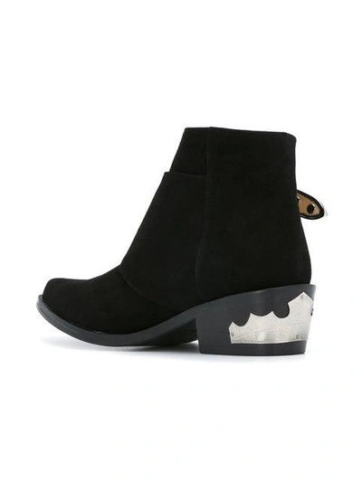 Shop Toga Double Buckle Suede Boots In Black