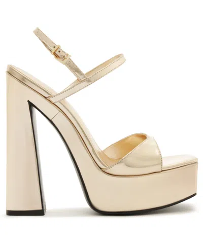 Schutz Metallic-effect Platform Sandals In Gold
