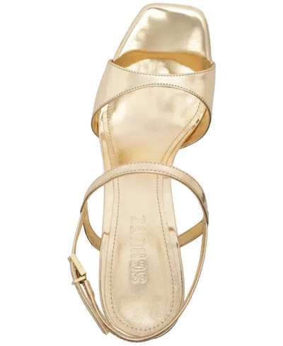 Schutz Metallic-effect Platform Sandals In Gold