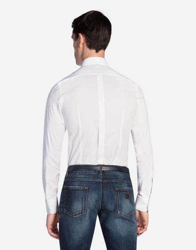 Shop Dolce & Gabbana Stretch Cotton Poplin Shirt In White