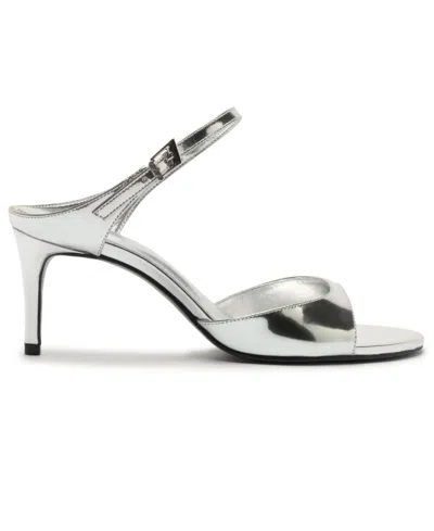 Schutz Lyra Mid Ankle Strap Sandal In Silver