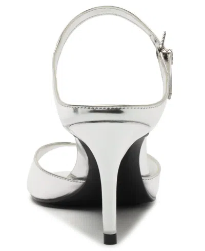 Schutz Lyra Mid Ankle Strap Sandal In Silver