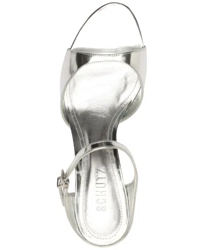Schutz Lyra Mid Ankle Strap Sandal In Silver
