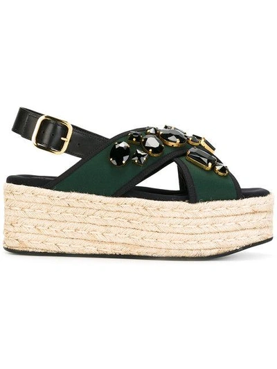 Shop Marni Embellished Platform Sandals - Green