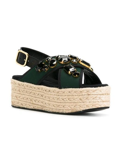 Shop Marni Embellished Platform Sandals - Green