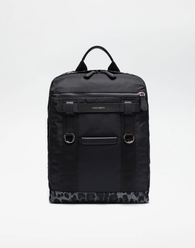 Shop Dolce & Gabbana Nylon Backpack In Dark Gray Leopard