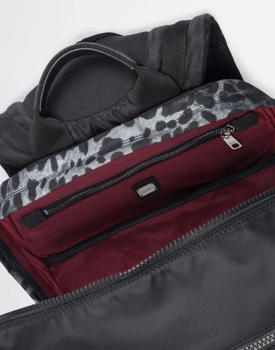 Shop Dolce & Gabbana Nylon Backpack In Dark Gray Leopard