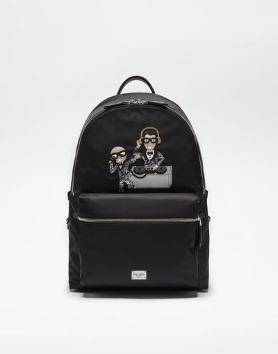 Shop Dolce & Gabbana Nylon Vulcano Backpack With Patch In Black