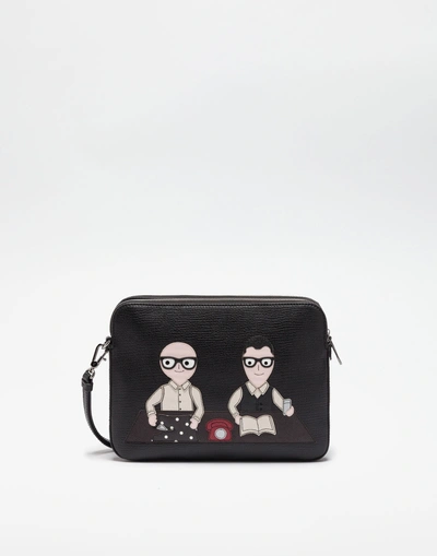 Shop Dolce & Gabbana Handheld Pouch With Patches Of Designers In Black