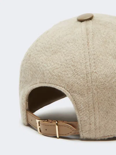 Max Mara Casquette De Baseball En Drap De Cachemire In Neutral