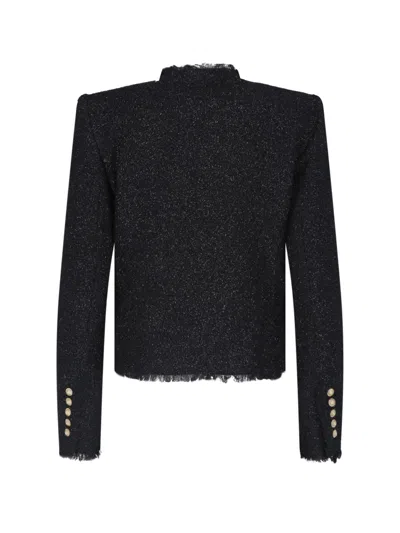 Balmain Tailored Wool-blend Jacket With Sculpted Structure In Black