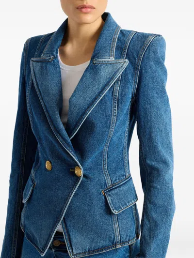 Balmain Denim 2-button Jacket In Blue