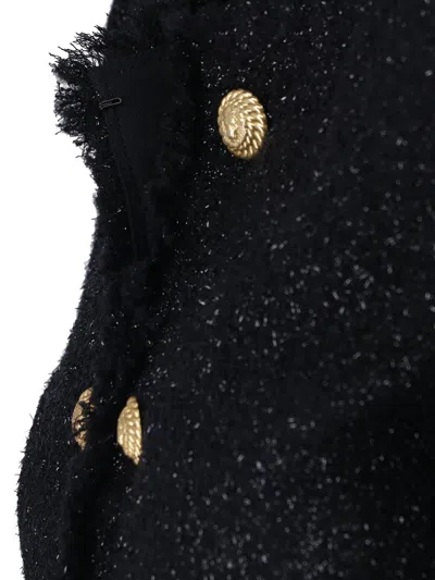 Balmain Tailored Wool-blend Jacket With Sculpted Structure In Black