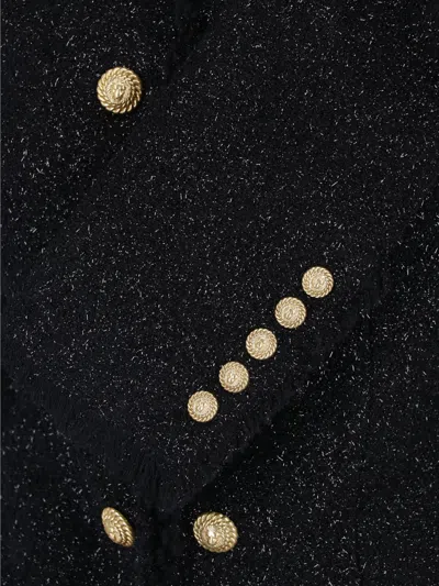 Balmain Tailored Wool-blend Jacket With Sculpted Structure In Black