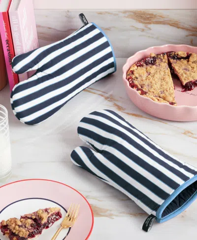 Kate Spade Botanical Stripe 2-pack Oven Mitt In Blue
