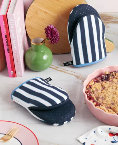 Kate Spade Botanical Stripe Mini Oven Mitt, 2-pack In Blue