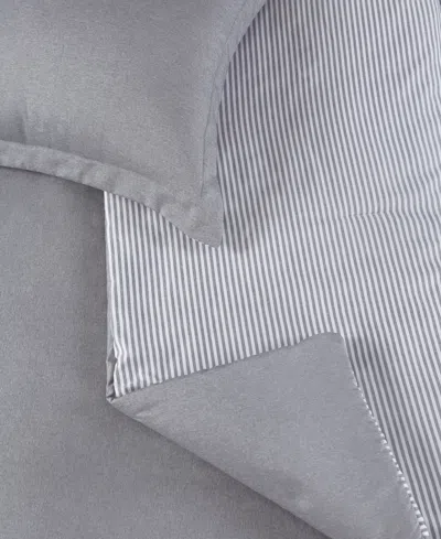 Laundry Chambray With Reverse Stripe 5-piece Comforter Set, King In Gray