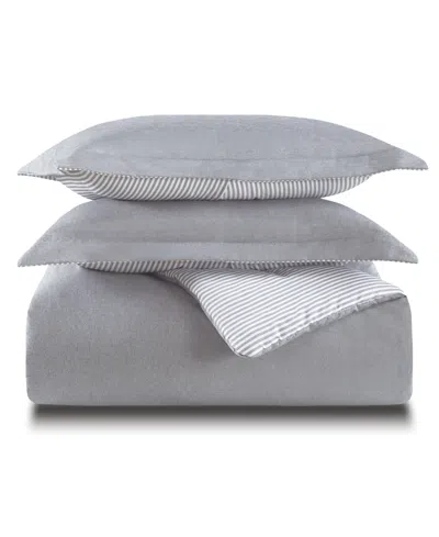 Laundry Chambray With Reverse Stripe 5-piece Comforter Set, King In Gray