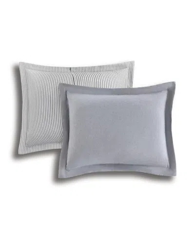Laundry Chambray With Reverse Stripe 5-piece Comforter Set, King In Gray
