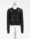 DOLCE & GABBANA KNIT CARDIGAN WITH ENCRUSTED LACE INSETS,FNC25KF68ABN0000