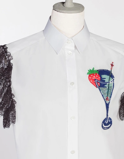 Shop Dolce & Gabbana Sleeveless Shirt In Cotton With Jewel Embroidery In White