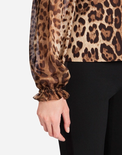 Shop Dolce & Gabbana Printed Cady Blouse In Leopard
