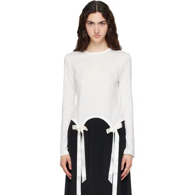 Simone Rocha Off-white Bow Tail Easy T-shirt In White