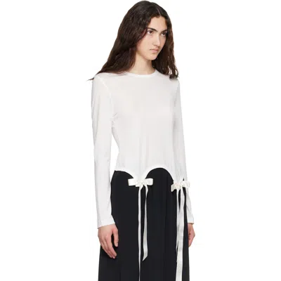 Simone Rocha Off-white Bow Tail Easy T-shirt In White