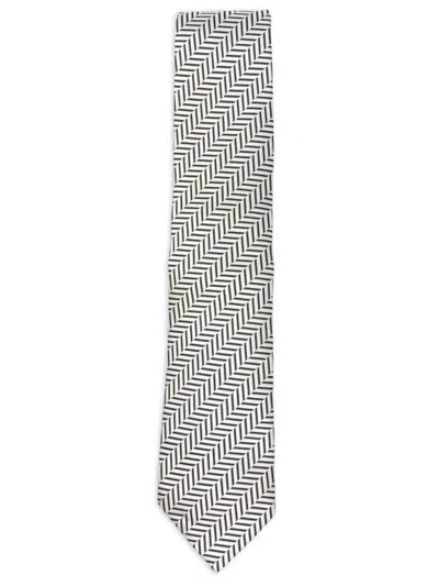 Tom Ford Silk Tie Herringbone Pattern Pointed Tip In Neutral
