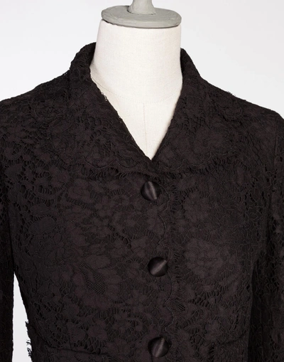 Shop Dolce & Gabbana Short Single Breasted Jacket In Lace In Black