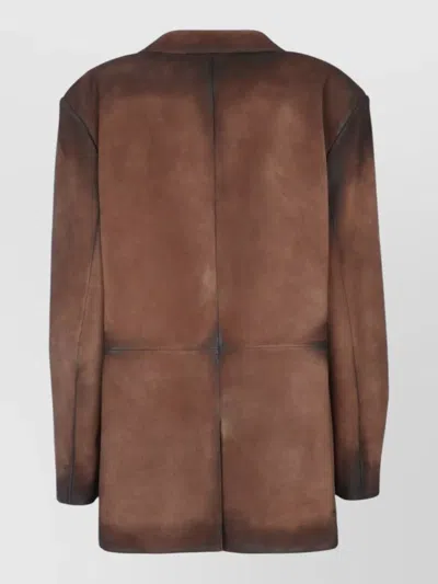 Acne Studios Single Breasted Jacket Notch Lapel Pockets In Brown