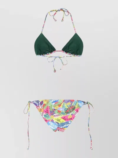 Acne Studios Triangle Bikini Set Low Rise Side Tie In Multi