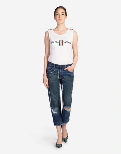 Shop Dolce & Gabbana Jeans With Applique In Blue