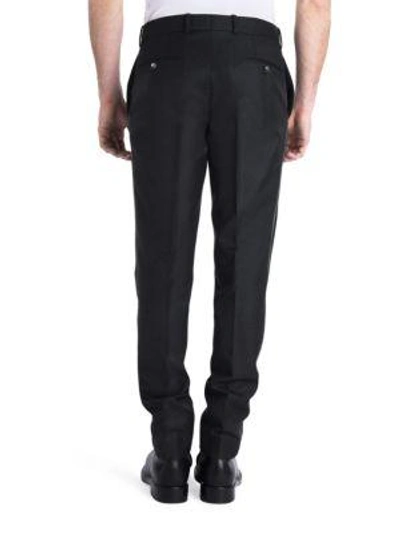 Shop Alexander Mcqueen Solid Wool Pants In Charcoal