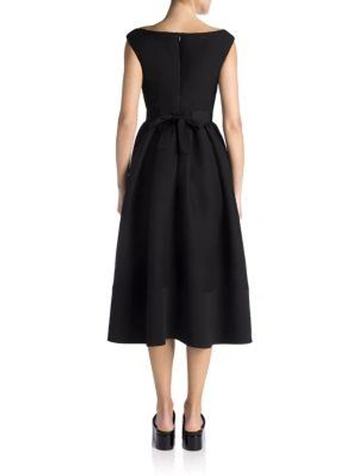 Shop Fendi Fur-embellished Fit-&-flare Dress In Black