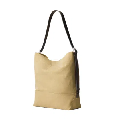 Lemaire Belted Tote Bag In Cotton Canvas In Green