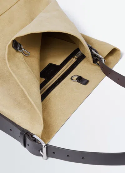 Lemaire Belted Tote Bag In Cotton Canvas In Green